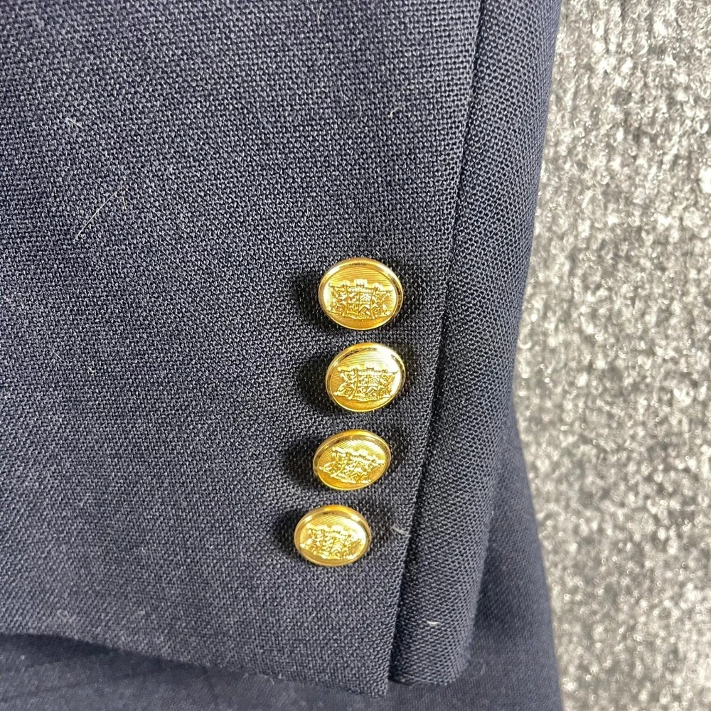 John Weitz Blazer Mens 52 L Blue Gold Crest Button Sport Coat Wedding Formal